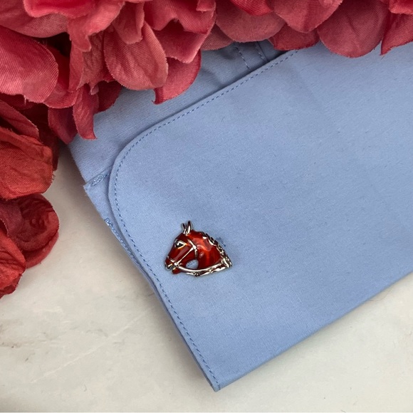 Handsome Bridled Red Chestnut Horse Head Cufflinks - Picture 10 of 16